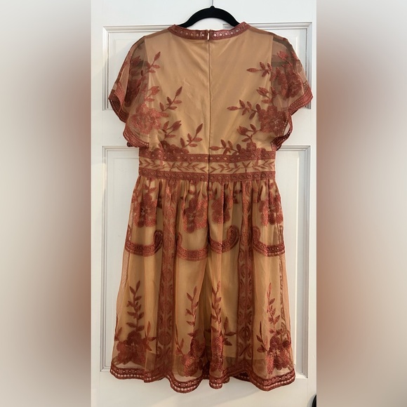 Altar'd State Rose and Tan Embroidered Dress - Picture 2 of 5